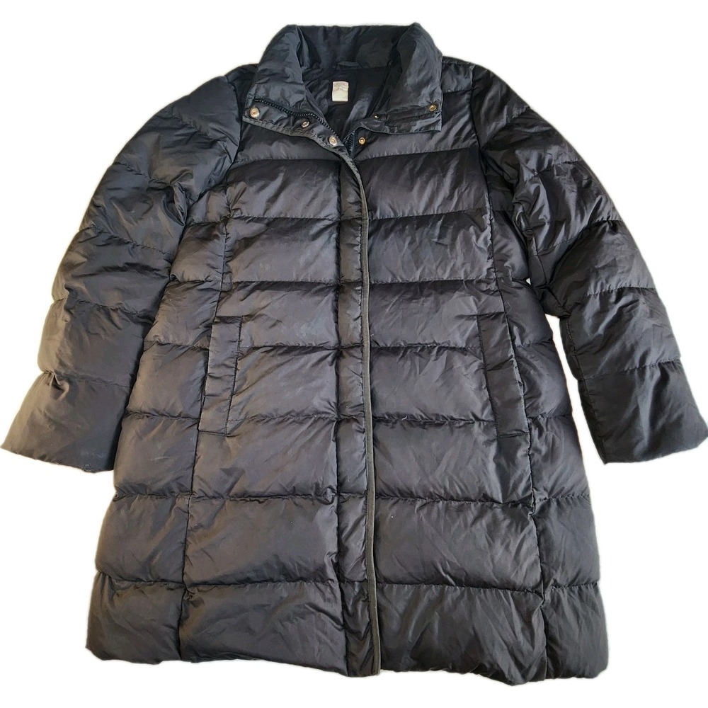 J.CREW Down-Fill Puffer‎ Coat Womens XL  Black Parka Outdoor Winter